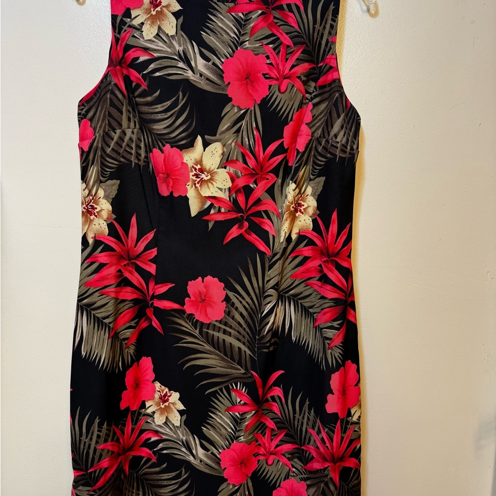 Tropical Floral Mini Dress - Black and Pink